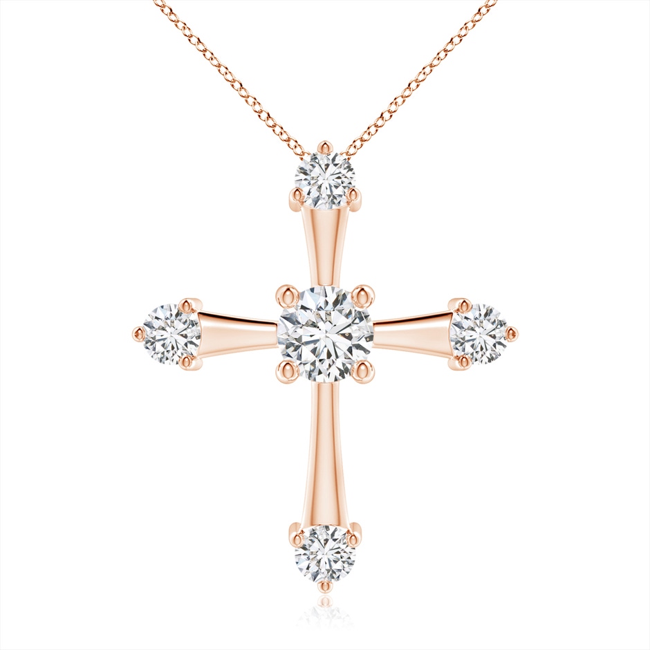 5.1mm HSI2 Classic Diamond Budded Cross Pendant in Rose Gold 