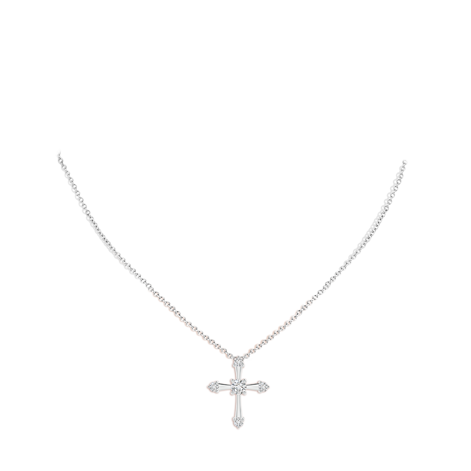2.4mm HSI2 Diamond Sideways Cross Station Necklace in White Gold