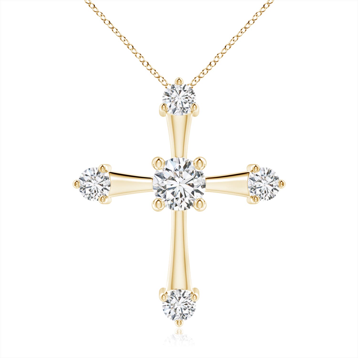 5.1mm HSI2 Classic Diamond Budded Cross Pendant in Yellow Gold