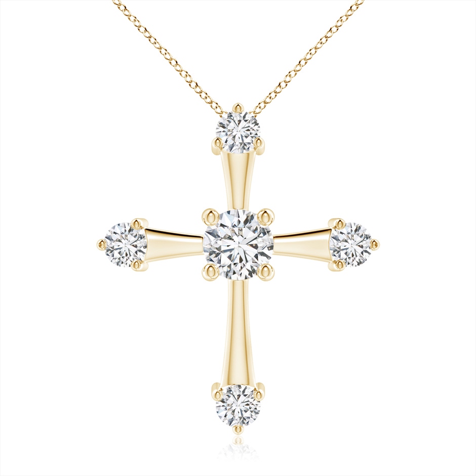 5.1mm HSI2 Classic Diamond Budded Cross Pendant in Yellow Gold 