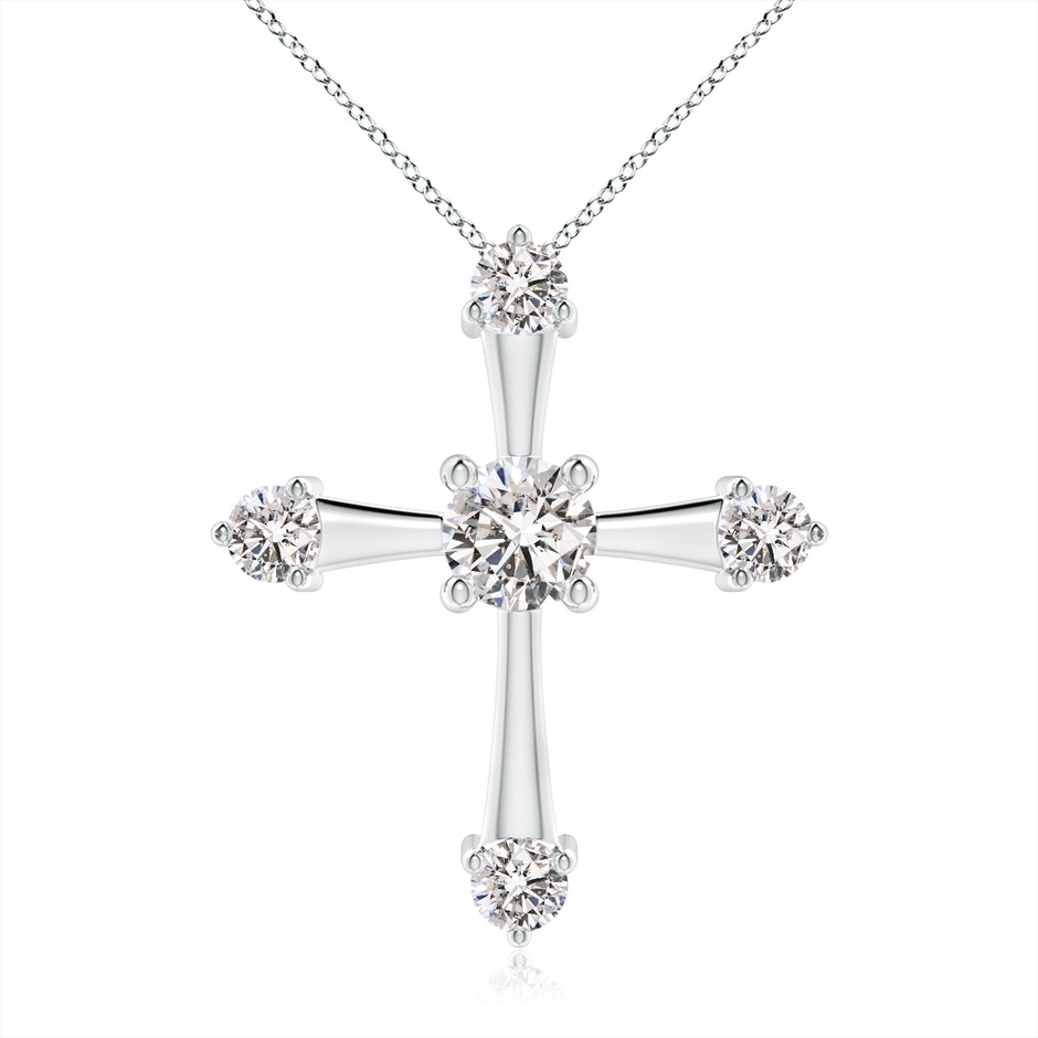 5.1mm IJI1I2 Classic Diamond Budded Cross Pendant in White Gold 