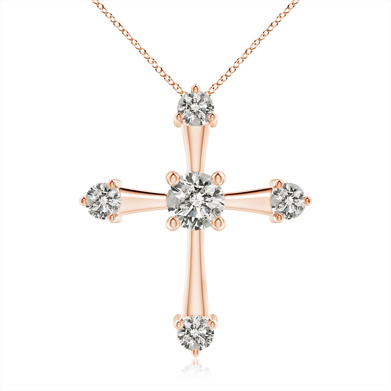 5.1mm KI3 Classic Diamond Budded Cross Pendant in Rose Gold