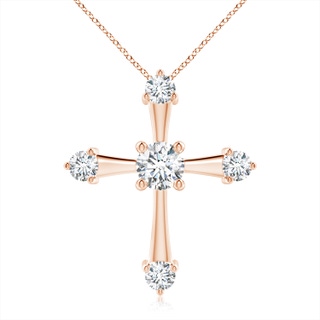 5.9mm GVS2 Classic Diamond Budded Cross Pendant in 18K Rose Gold
