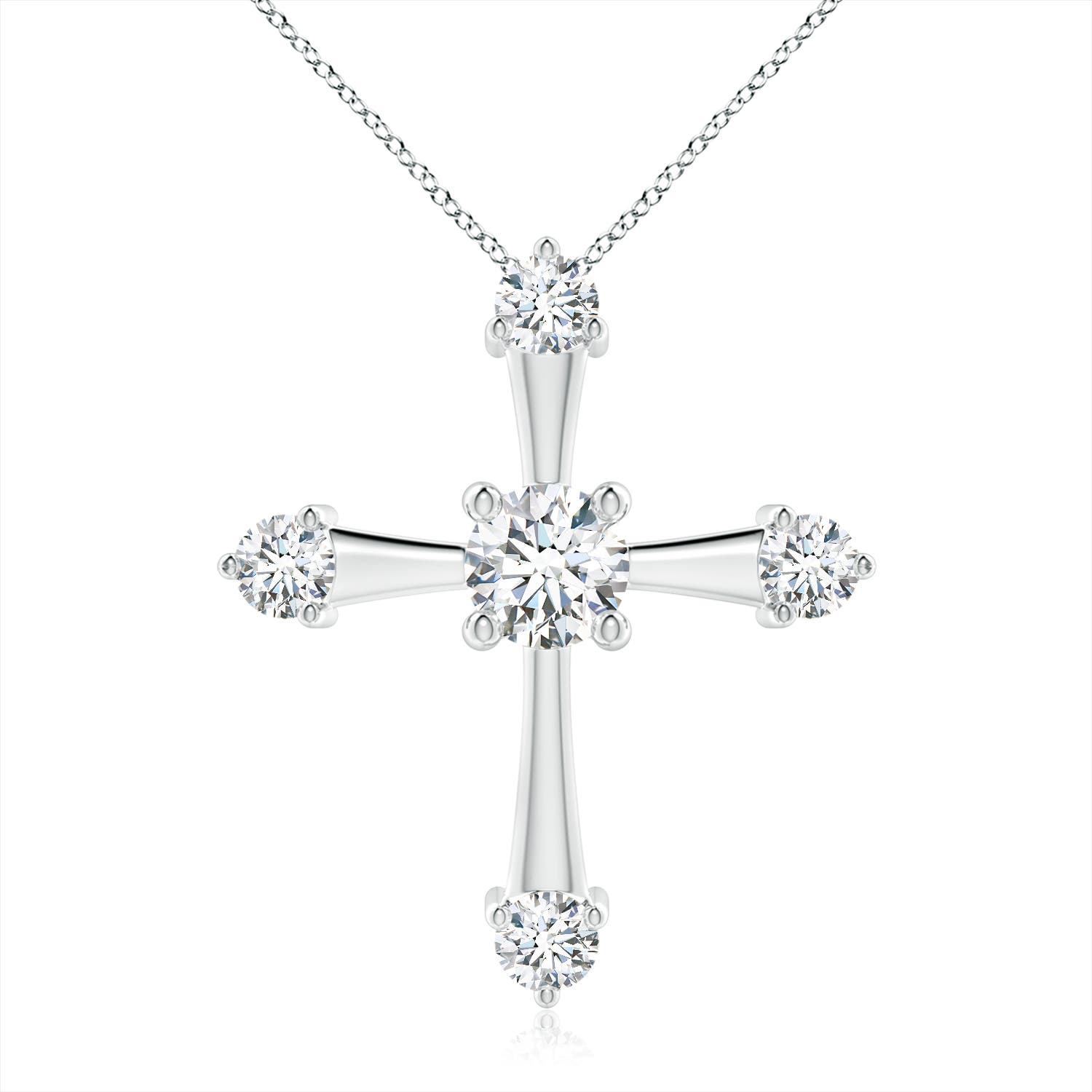 5.9mm GVS2 Classic Diamond Budded Cross Pendant in 18CT White Gold