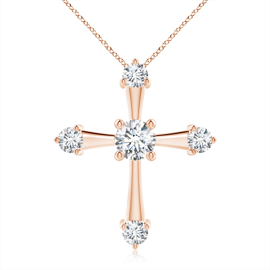 5.9mm GVS2 Classic Diamond Budded Cross Pendant in Rose Gold 