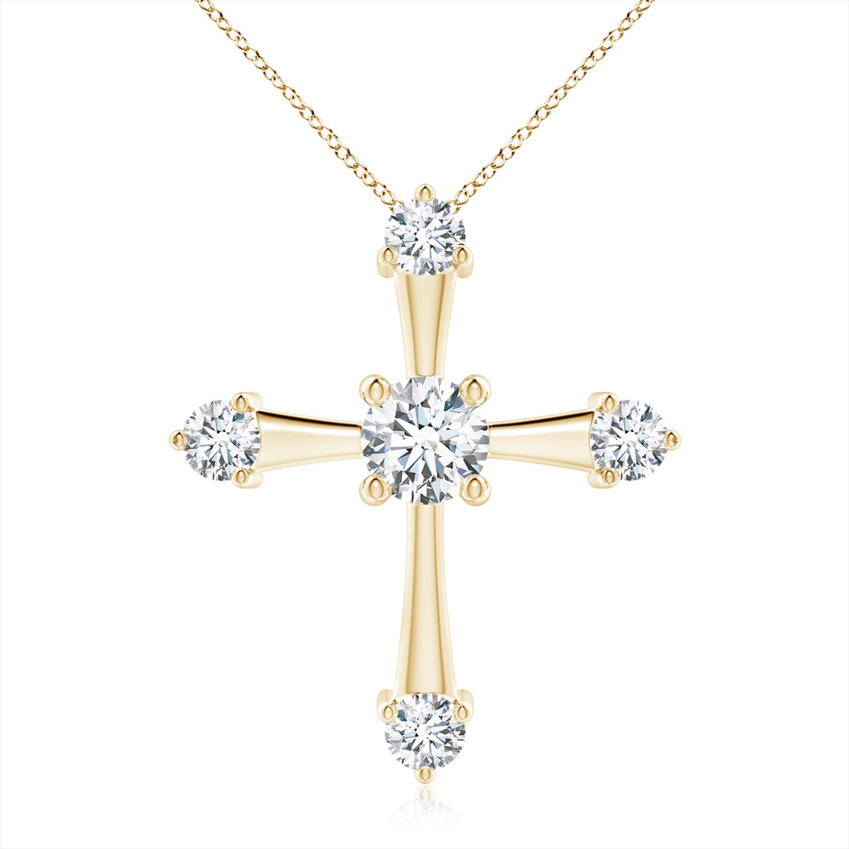 5.9mm GVS2 Classic Diamond Budded Cross Pendant in Yellow Gold 