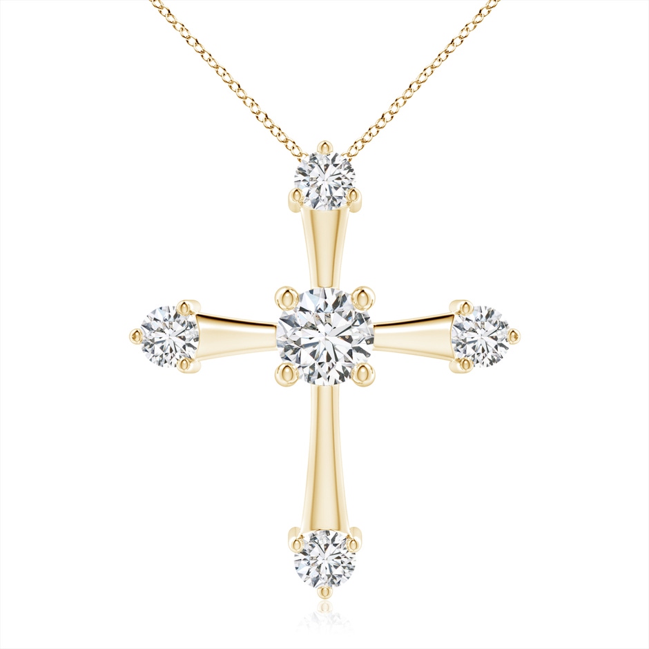 5.9mm HSI2 Classic Diamond Budded Cross Pendant in Yellow Gold 