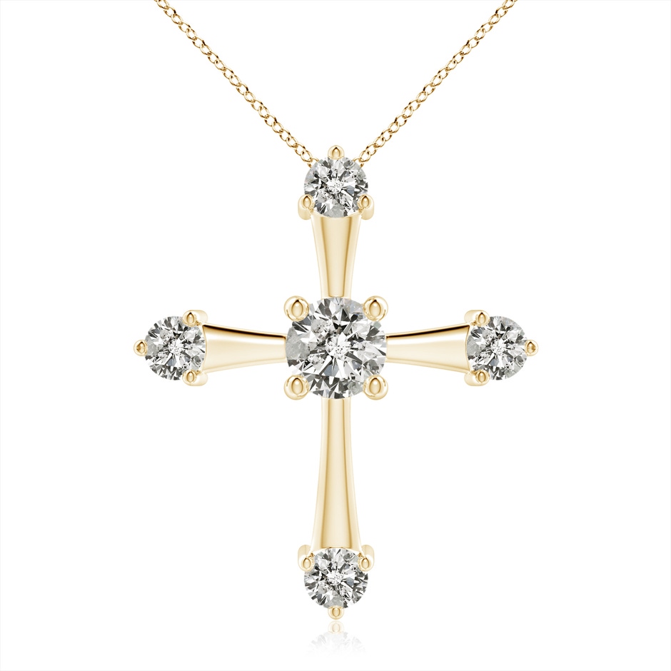 5.9mm KI3 Classic Diamond Budded Cross Pendant in Yellow Gold 