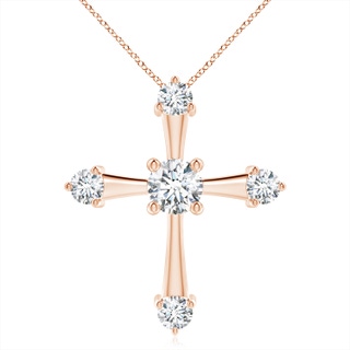 6.4mm GVS2 Classic Diamond Budded Cross Pendant in Rose Gold