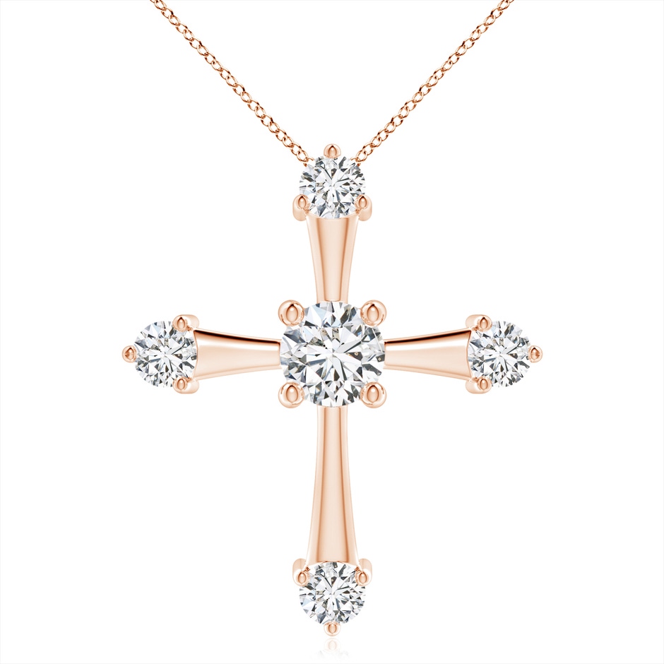 6.4mm HSI2 Classic Diamond Budded Cross Pendant in 18K Rose Gold 