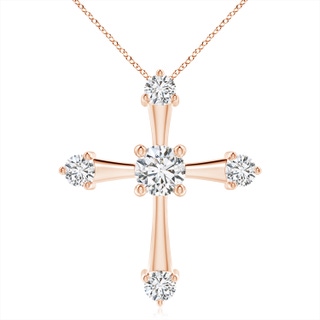 6.4mm HSI2 Classic Diamond Budded Cross Pendant in Rose Gold