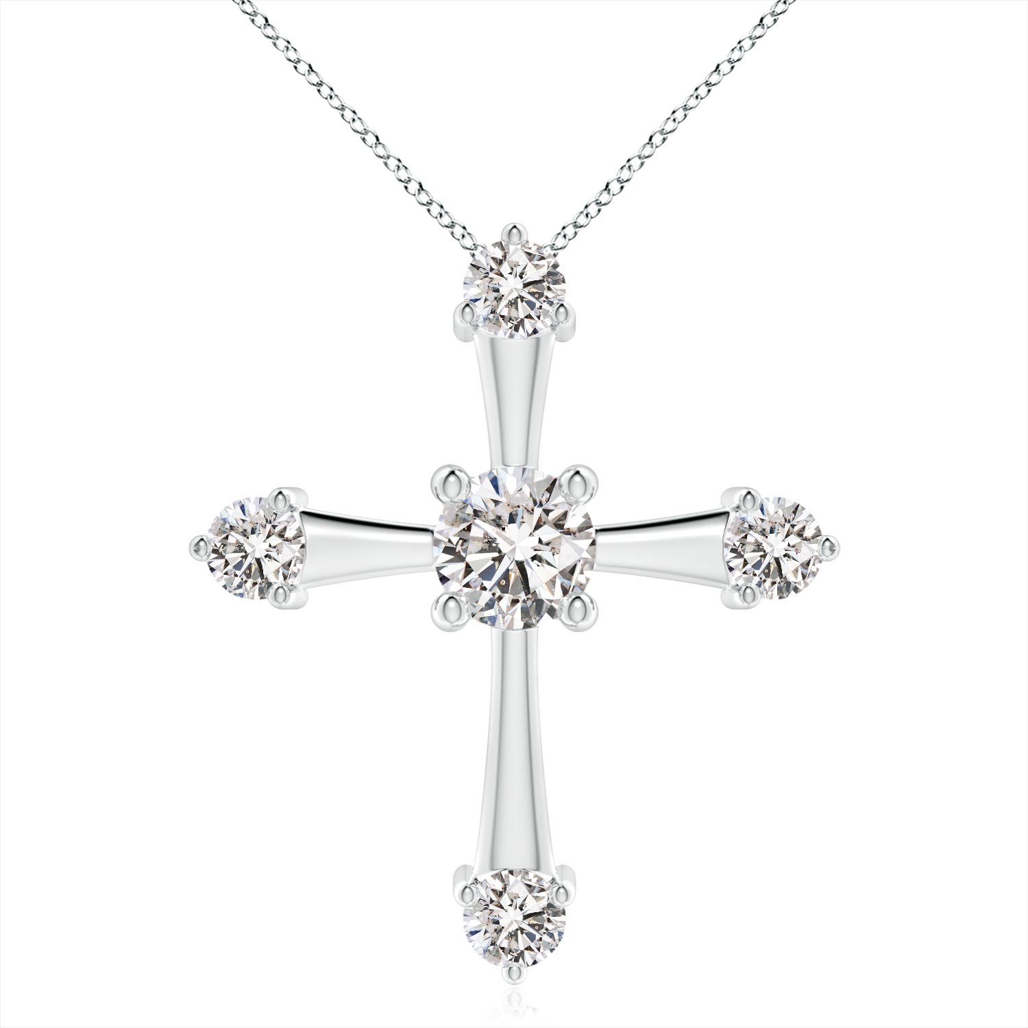 6.4mm IJI1I2 Classic Diamond Budded Cross Pendant in 18CT White Gold
