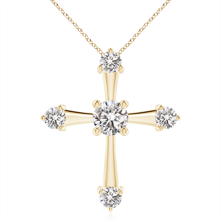 6.4mm IJI1I2 Classic Diamond Budded Cross Pendant in Yellow Gold 