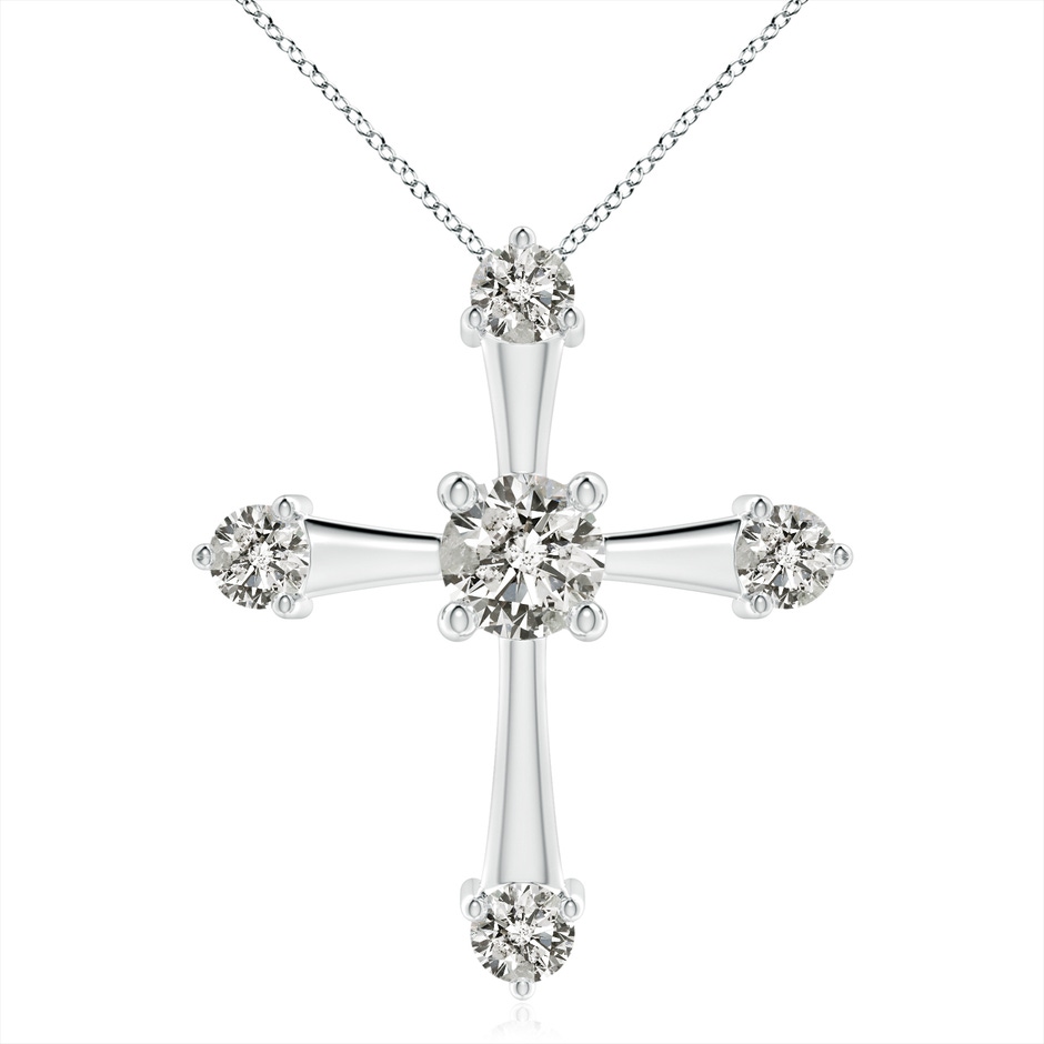 6.4mm KI3 Classic Diamond Budded Cross Pendant in White Gold 