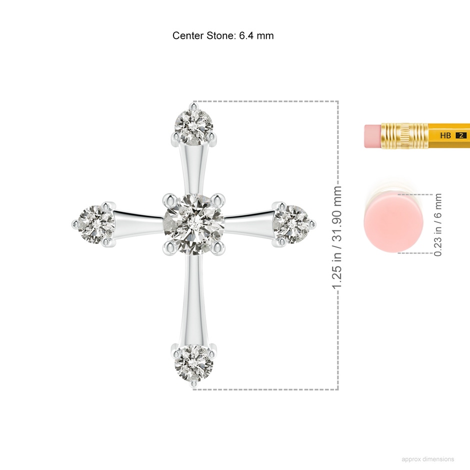 6.4mm KI3 Classic Diamond Budded Cross Pendant in White Gold ruler