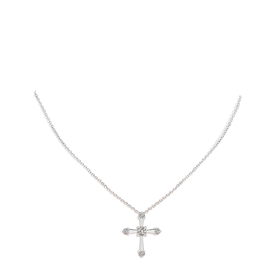 6.4mm KI3 Classic Diamond Budded Cross Pendant in White Gold pen