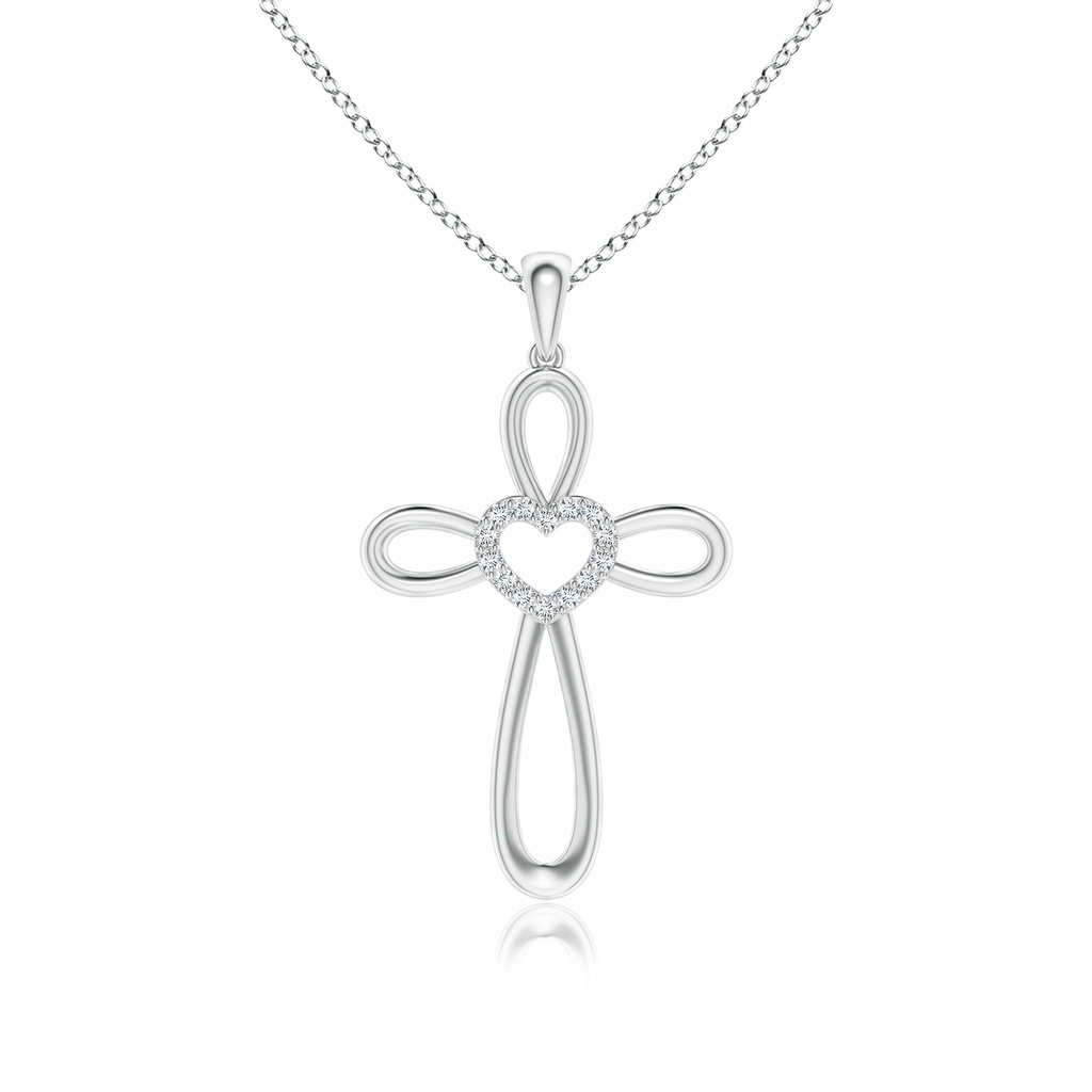 1.25mm GVS2 Diamond Heart Open Cross Pendant in P950 Platinum