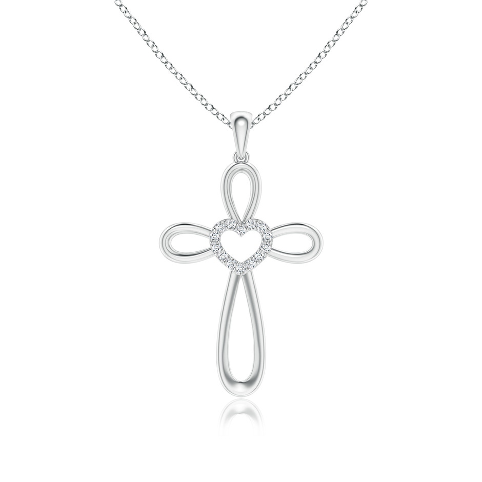 1.25mm GVS2 Diamond Heart Open Cross Pendant in P950 Platinum 