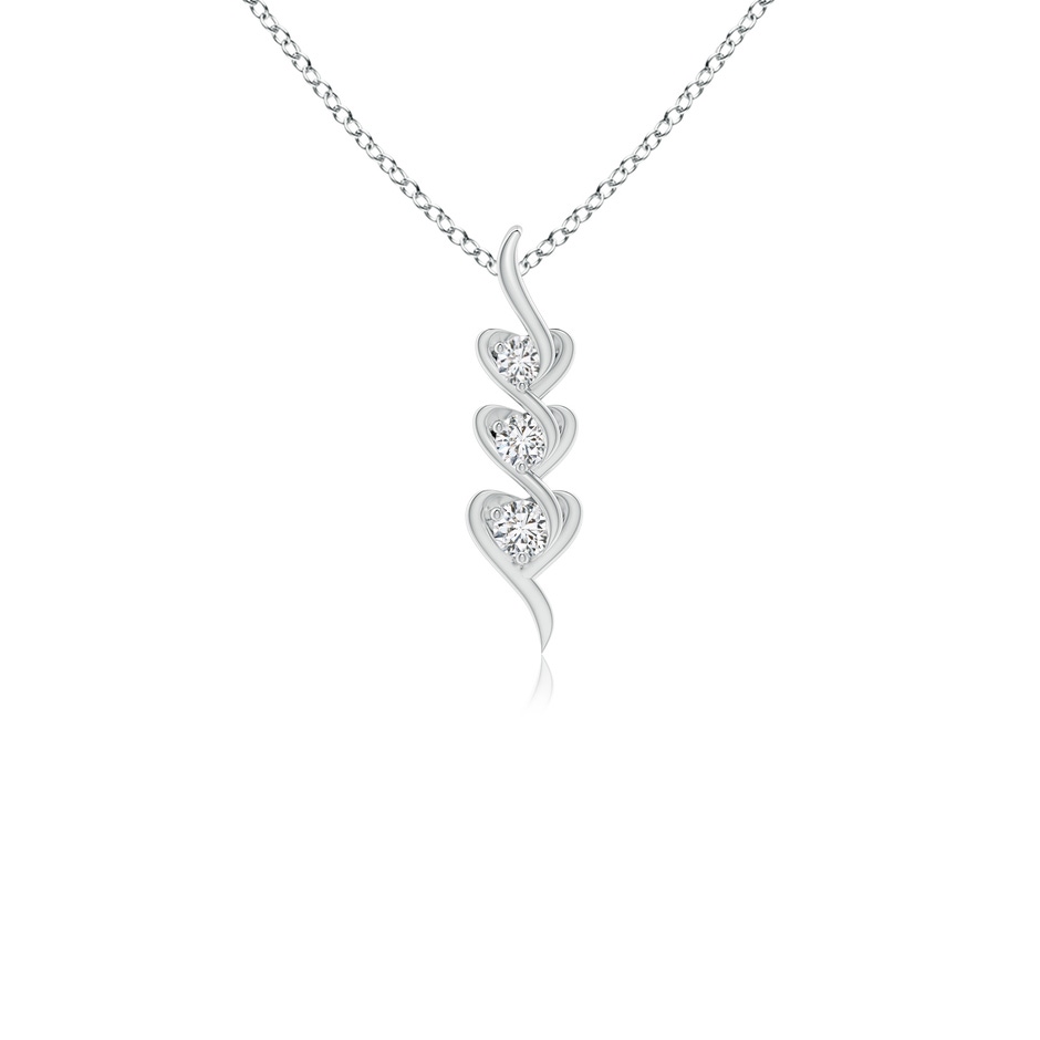 2.7mm HSI2 Three Stone Diamond Heart Pendant in White Gold 