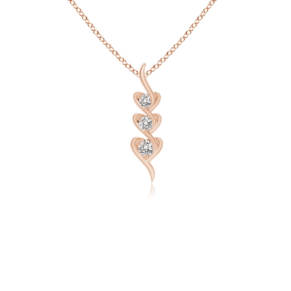 2.7mm IJI1I2 Three Stone Diamond Heart Pendant in Rose Gold 