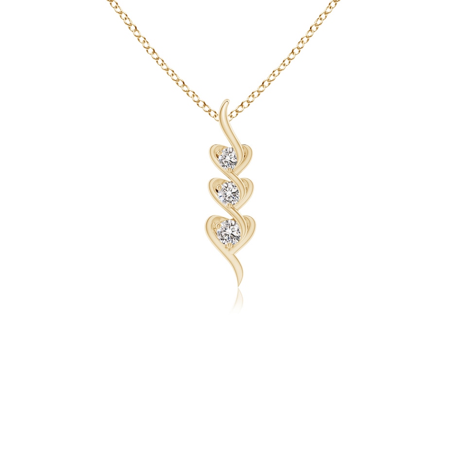 2.7mm IJI1I2 Three Stone Diamond Heart Pendant in Yellow Gold 