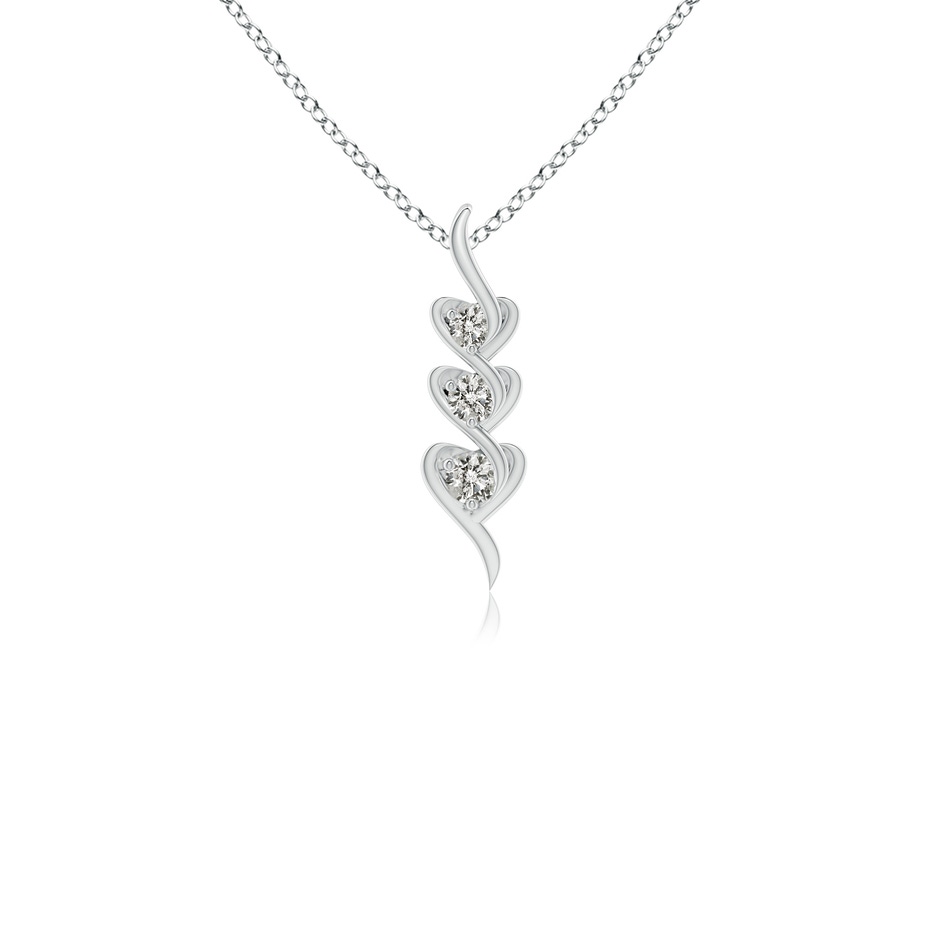 2.7mm KI3 Three Stone Diamond Heart Pendant in White Gold 