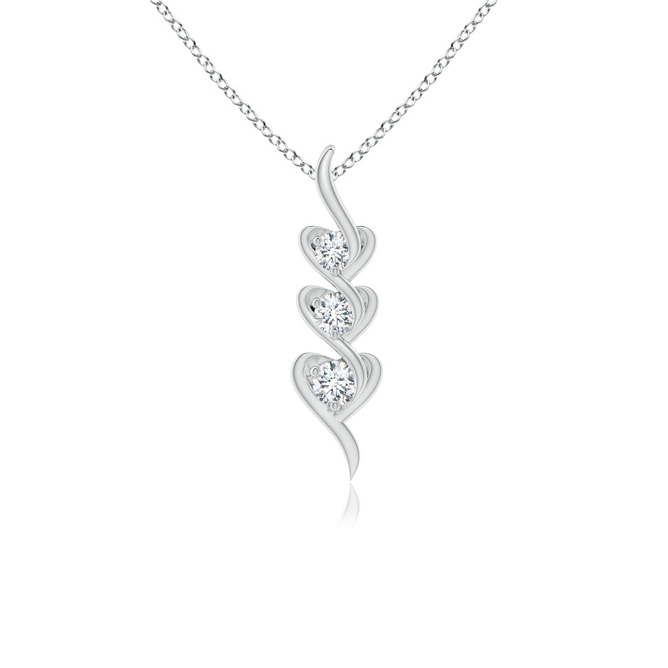 3.3mm GVS2 Three Stone Diamond Heart Pendant in White Gold 