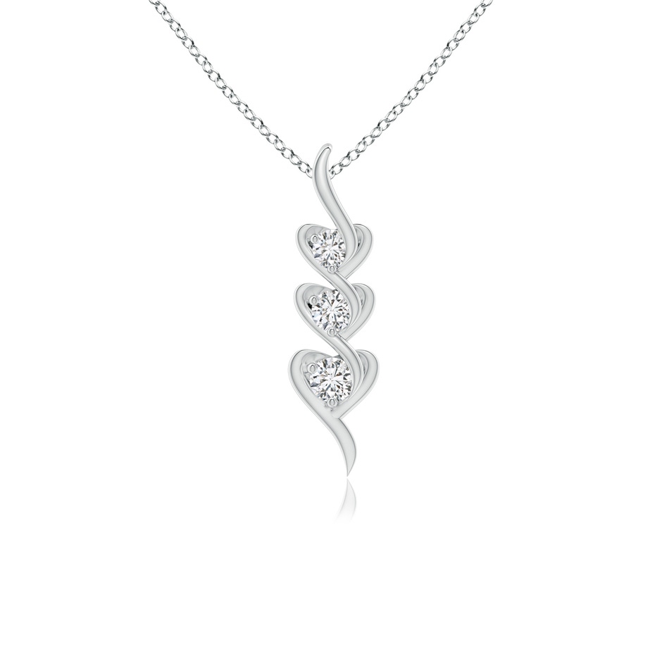3.3mm HSI2 Three Stone Diamond Heart Pendant in White Gold 