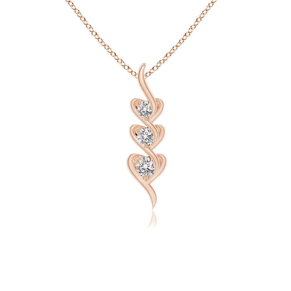3.3mm IJI1I2 Three Stone Diamond Heart Pendant in Rose Gold 