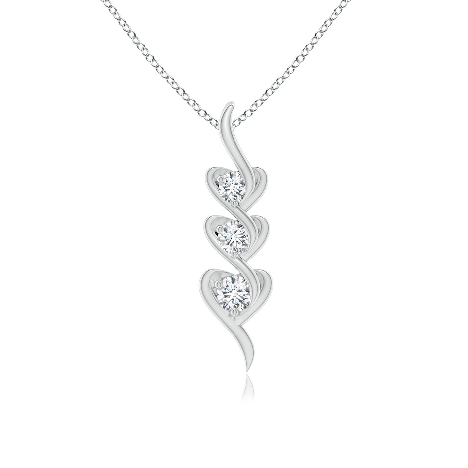 3.8mm GVS2 Three Stone Diamond Heart Pendant in White Gold 