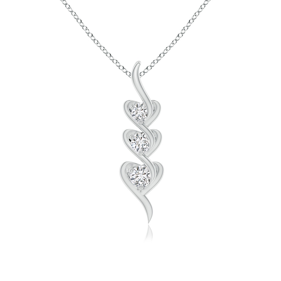 3.8mm HSI2 Three Stone Diamond Heart Pendant in White Gold 