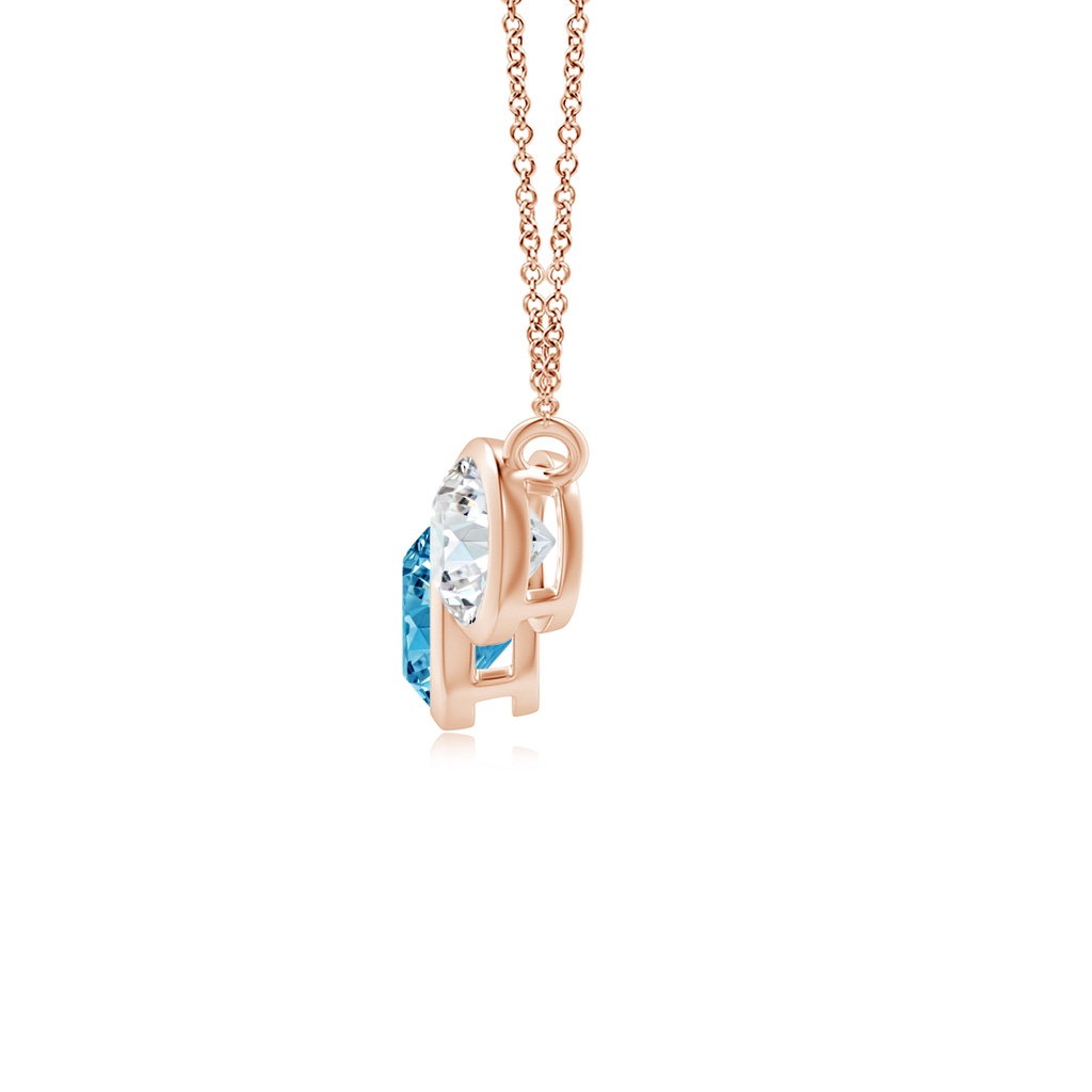 4.7mm AAAA Three Stone Bezel-Set Round Fancy Intense Blue Diamond Pendant in Rose Gold - side 199