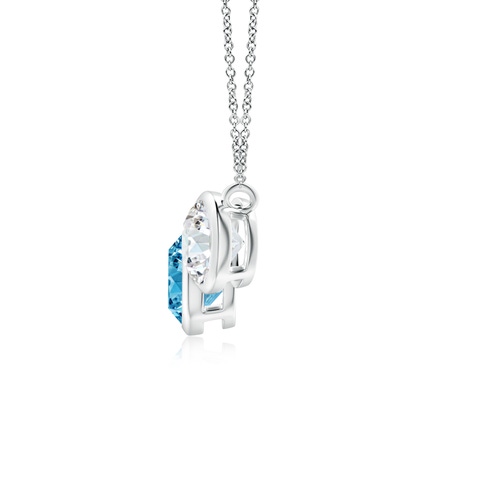 6mm AAAA Three Stone Bezel-Set Round Fancy Intense Blue Diamond Pendant in White Gold - side 3