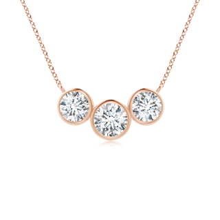 3.8mm GVS2 Three Stone Bezel-Set Round Diamond Pendant in 9K Rose Gold