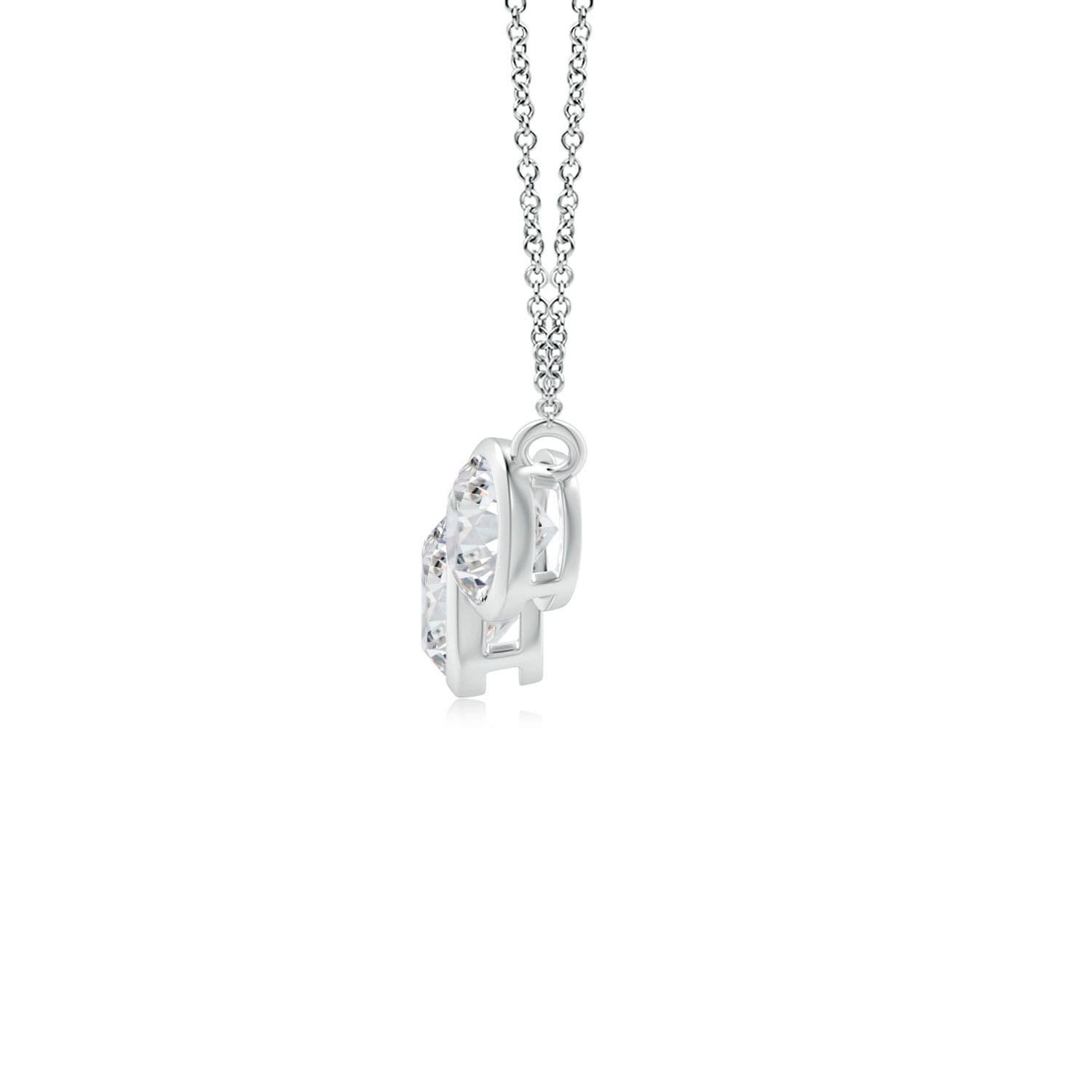 3.8mm HSI2 Three Stone Bezel-Set Round Diamond Pendant in 18K White Gold