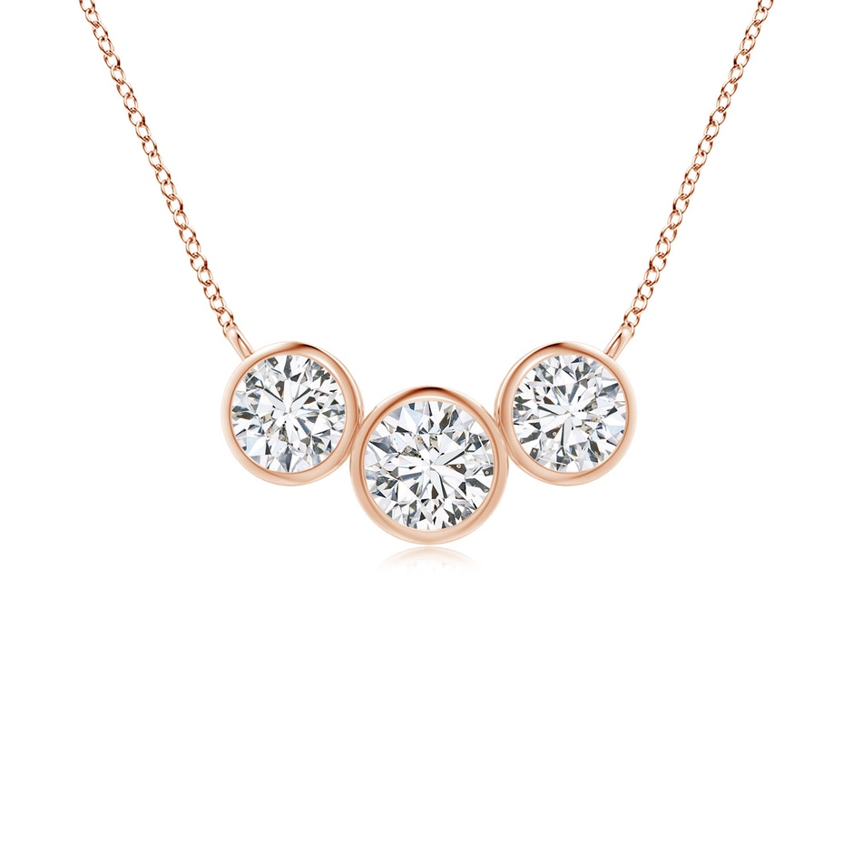 3.8mm HSI2 Three Stone Bezel-Set Round Diamond Pendant in Rose Gold 