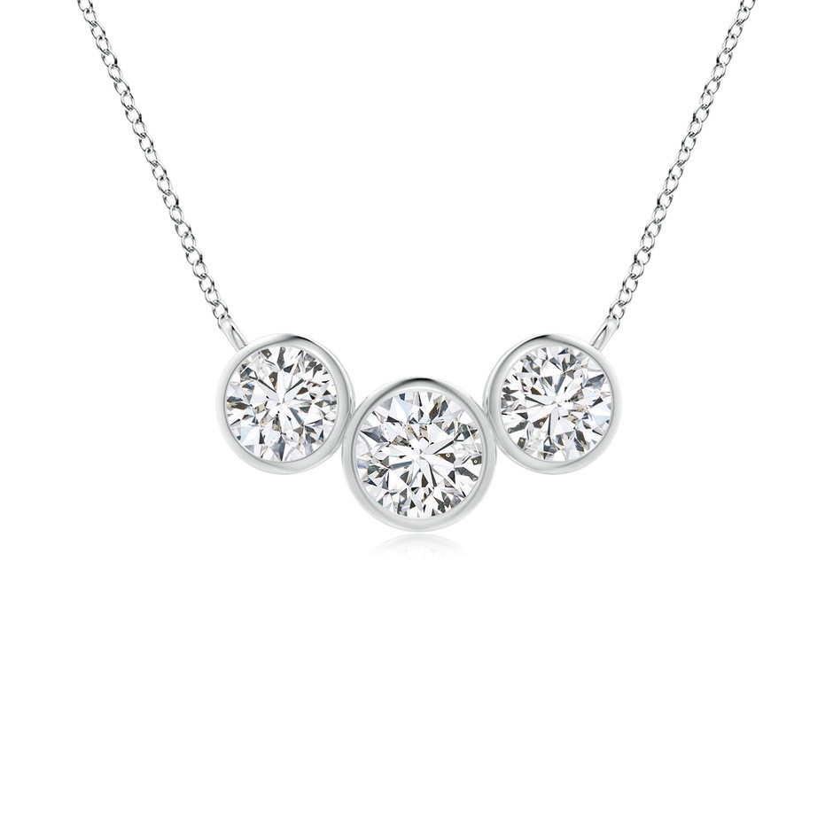 3.8mm HSI2 Three Stone Bezel-Set Round Diamond Pendant in White Gold 