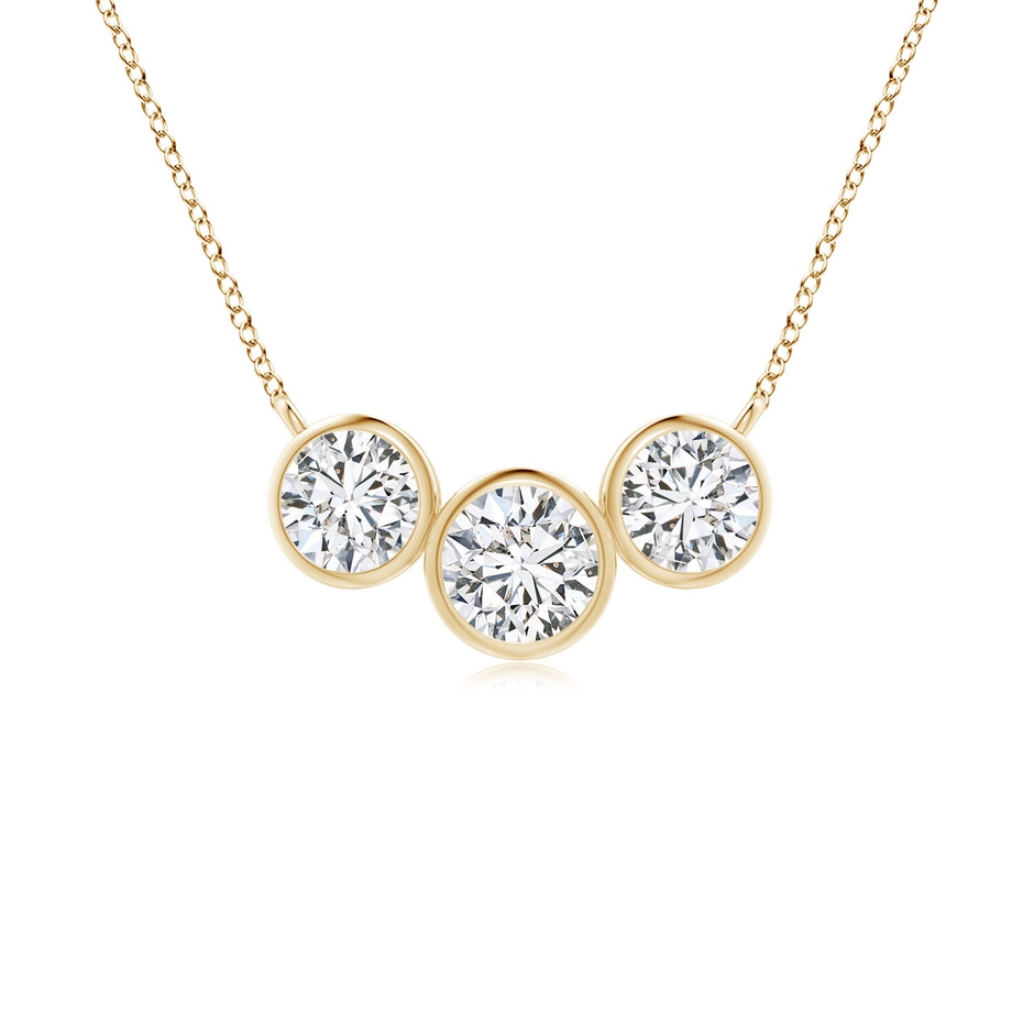 3.8mm HSI2 Three Stone Bezel-Set Round Diamond Pendant in Yellow Gold 