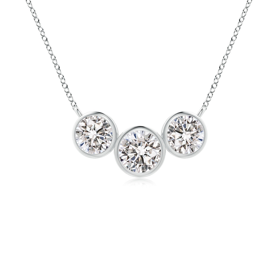 3.8mm IJI1I2 Three Stone Bezel-Set Round Diamond Pendant in White Gold 