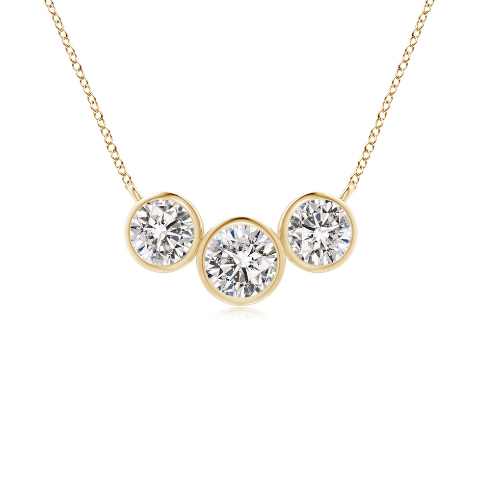 3.8mm IJI1I2 Three Stone Bezel-Set Round Diamond Pendant in Yellow Gold 