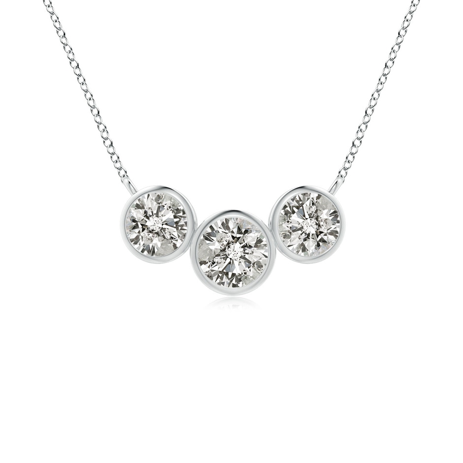 3.8mm KI3 Three Stone Bezel-Set Round Diamond Pendant in 18K White Gold 