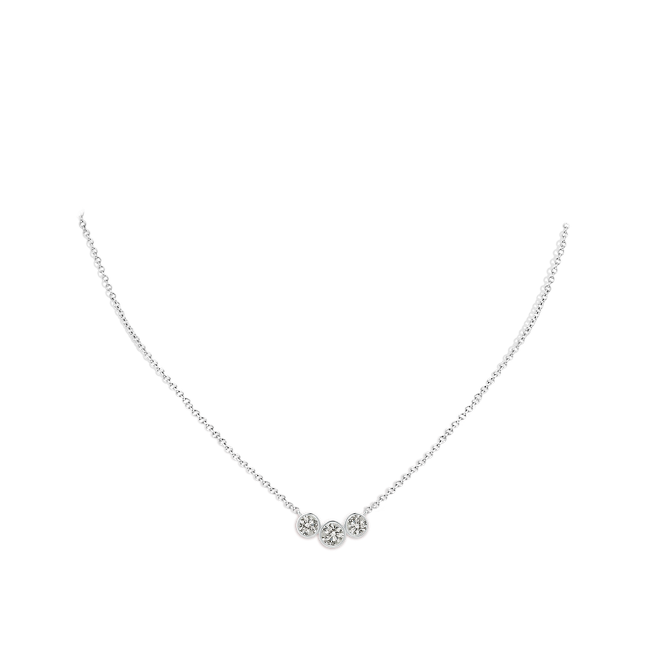 3.8mm KI3 Three Stone Bezel-Set Round Diamond Pendant in 18K White Gold pen