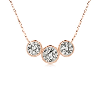 3.8mm KI3 Three Stone Bezel-Set Round Diamond Pendant in 9K Rose Gold