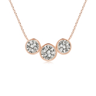 3.8mm KI3 Three Stone Bezel-Set Round Diamond Pendant in Rose Gold