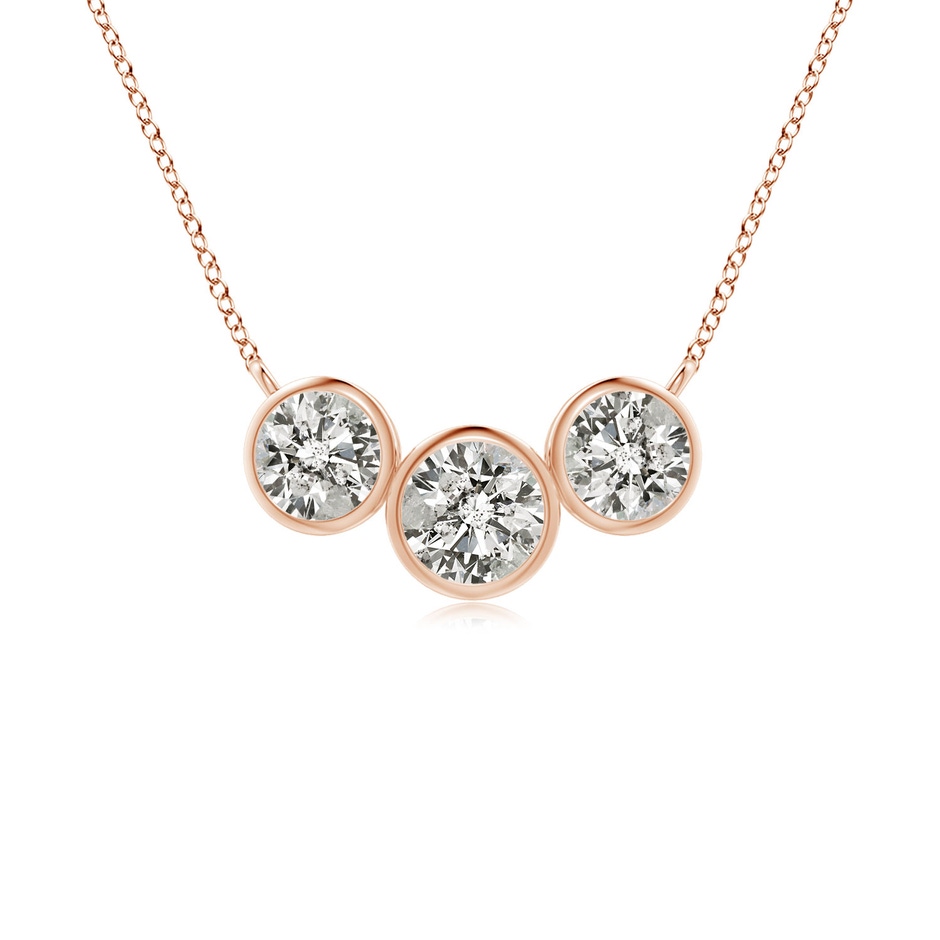 3.8mm KI3 Three Stone Bezel-Set Round Diamond Pendant in Rose Gold 