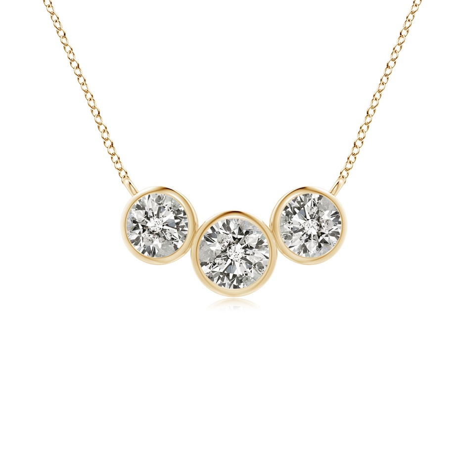 3.8mm KI3 Three Stone Bezel-Set Round Diamond Pendant in Yellow Gold 