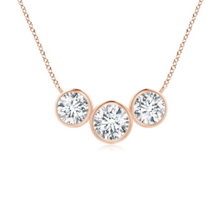 4.2mm GVS2 Three Stone Bezel-Set Round Diamond Pendant in Rose Gold