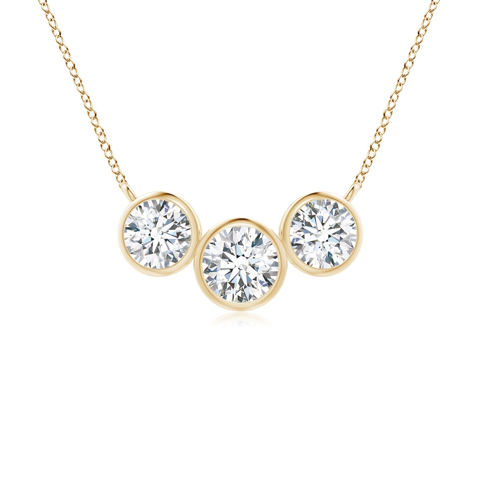 4.2mm GVS2 Three Stone Bezel-Set Round Diamond Pendant in Yellow Gold 