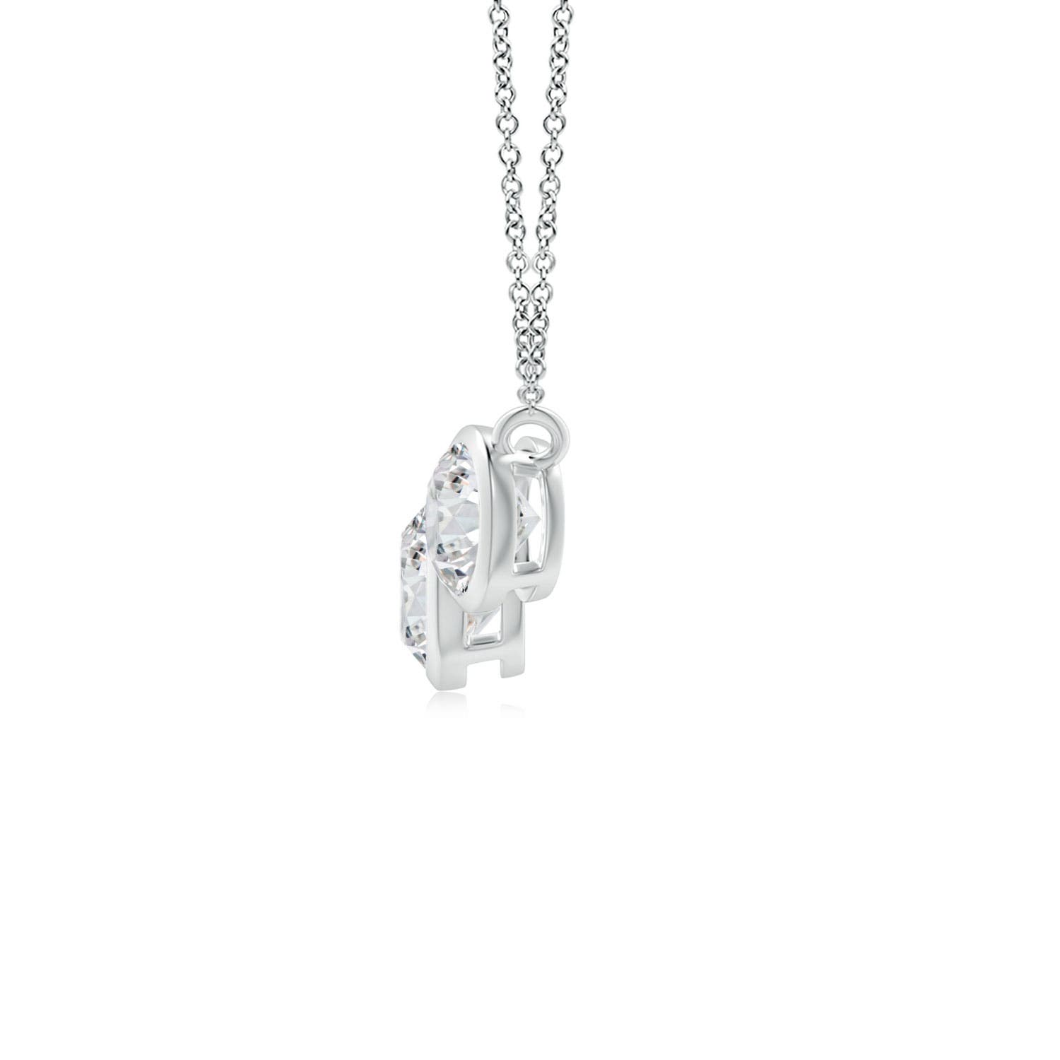 4.2mm HSI2 Three Stone Bezel-Set Round Diamond Pendant in 18K White Gold