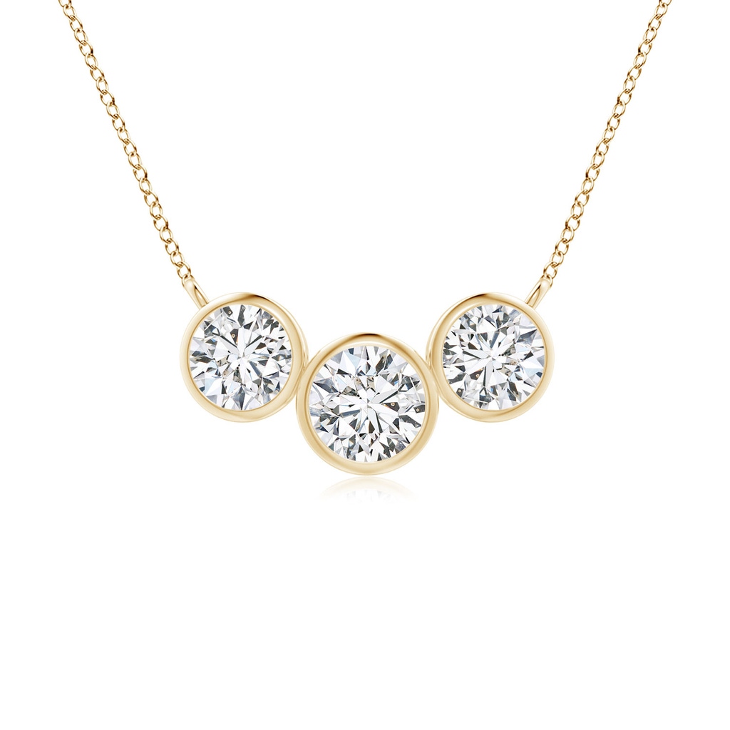 4.2mm HSI2 Three Stone Bezel-Set Round Diamond Pendant in Yellow Gold